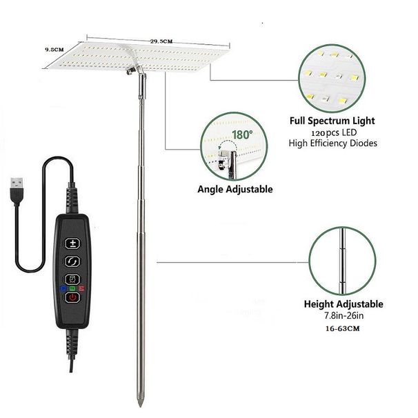 LED Plant Fill Light Lifting Desktop Full Spectrum Cultivation Hydroponic Vegetable Flower Seedling Lamp Plant Growth Lamp_maomaolike.com