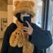 2024 New Cartoon Leopard Print Plush Scarf For Students, Cycling Warmer, Cold-Proof And Warm Fleece Neck Warmer_maomaolike.com