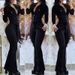Women's Clothing elegant mesh sleeves V neck button pockets high waist lace up solid color slim jumpsuit_maomaolike.com