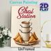 Chai Station Themed Painting Poster, Vintage Warm-toned Stacked Chai Cups & Samosas Poster, Cozy Culinary Decor Idea For Cafes, Dining Areas_maomaolike.com
