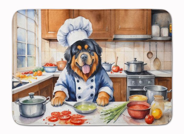 Tibetan Mastiff The Chef Memory Foam Kitchen Mat Machine Washable Anti-Fatigue Mat Cushion Comfort Bath Mat Or Kitchen Rug_maomaolike.com