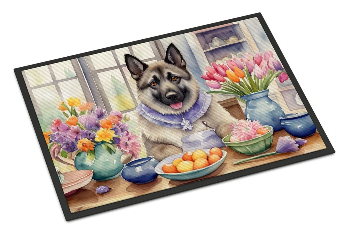 Decorating Easter Norwegian Elkhound Doormat Front Door Mat Indoor Outdoor Rugs For Entryway, Non Slip Washable Low Pile, 24H X 36W_maomaolike.com