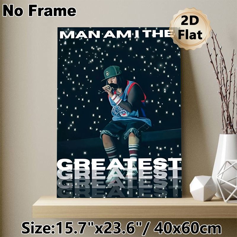 Hip-hop Singer Painting Poster, Atmospheric Stage Performance With Starry Backdrop Poster, Eye-catching Rap-themed Decor Ideal For Music Studio_maomaolike.com