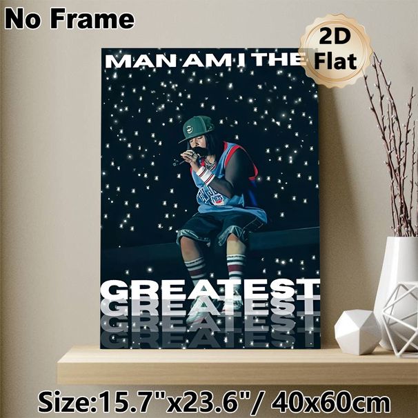 Hip-hop Singer Painting Poster, Atmospheric Stage Performance With Starry Backdrop Poster, Eye-catching Rap-themed Decor Ideal For Music Studio_maomaolike.com