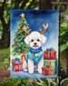 Bichon Frise Christmas Reindeer Garden Flag Mailbox Flag Decorative Yard Flag Banner Outside Patio Artwork Yard Flower Beds, Garden Size, Multicolor_maomaolike.com