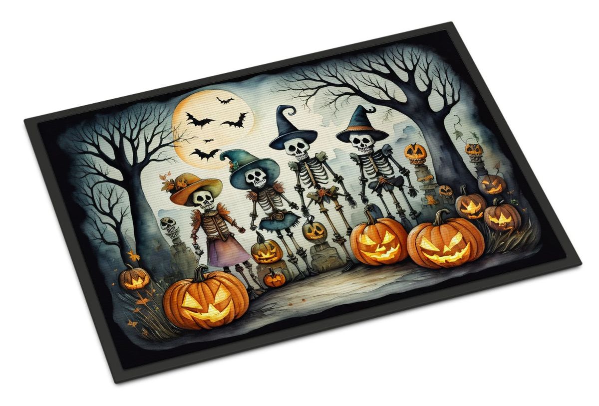 Calacas Skeletons Spooky Halloween Doormat Front Door Mat Indoor Outdoor Rugs For Entryway, Non Slip Washable Low Pile, 24H X 36W_maomaolike.com