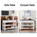 Retro Design Console Table With Two Open Shelves, Pine Solid Wood Frame And Legs For Living Room_maomaolike.com