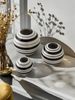 1pc Black And White Stripe Color Matching Ceramic Ball Vase Is Suitable For Small Fresh Style Design Scene Ornaments Flower Arrangement Vase_maomaolike.com