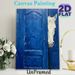 White Horse Peeking From Door Painting Poster, Textured Impasto Style Blue Door & White Horse Poster, Unique Artistic Wall Decor Suitable For Living_maomaolike.com