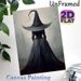 Witch Themed Painting Poster, Mysterious Dark-toned Witch Back View In Foggy Woods Poster, Builds Spooky Atmosphere, Ideal For Home And_maomaolike.com