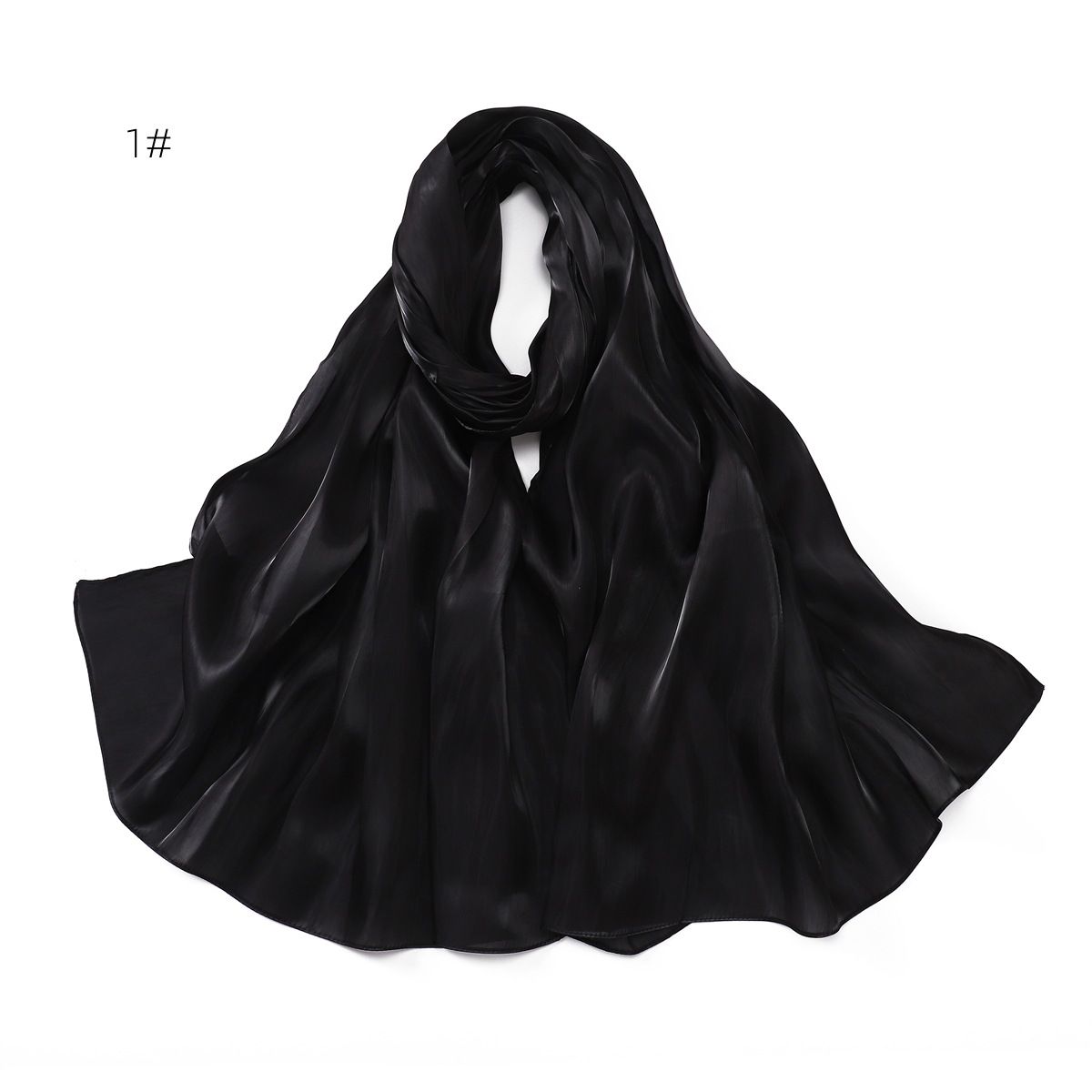 Unisex Solid color soft shimmering satin scarf women's scarf sunblock shawl Muslim_maomaolike.com