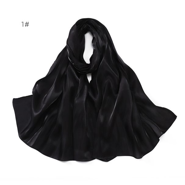 Unisex Solid color soft shimmering satin scarf women's scarf sunblock shawl Muslim_maomaolike.com
