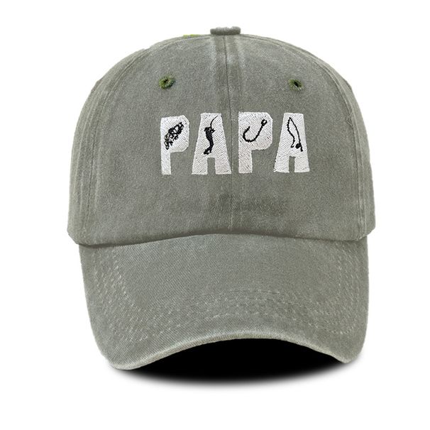 Unisex Hat Embroidery PAPA Fishing Wash Baseball Cap Outdoor sun protection soft hats for men and women_maomaolike.com