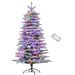 6.5 Ft Pre-Lit Mountain Pine Artificial Christmas Tree, Snow Flocked Christmas Tree, Hinged Xmas Tree With 400 LED Lights And 990 Branch Tips For Holiday Party Decoration, Green_maomaolike.com
