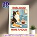 French Café Themed Cat Painting Poster, Warm-toned Vintage Cartoon Poster, Charming Design With Calico Cat, Coffee And Crepe, Cozy French Vibe Decor_maomaolike.com