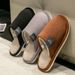 Winter Warm Men House Non Slip Soft Shoes Comfortable Flat Heel Home Indoor Plush Slippers Bedroom Female Shoes_maomaolike.com