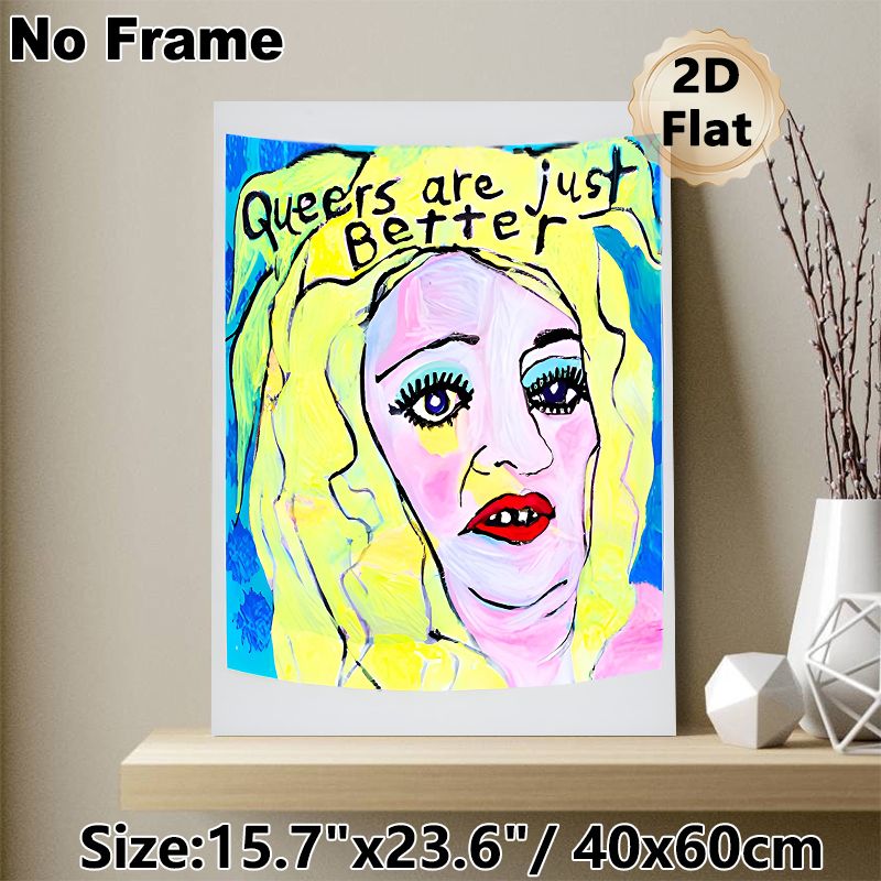 Stylized Portrait Painting Poster, Vibrant Bold Hand-painted Face Poster, Eye-catching Colorful Artistic Decor For Bedroom And Living Room Wall_maomaolike.com