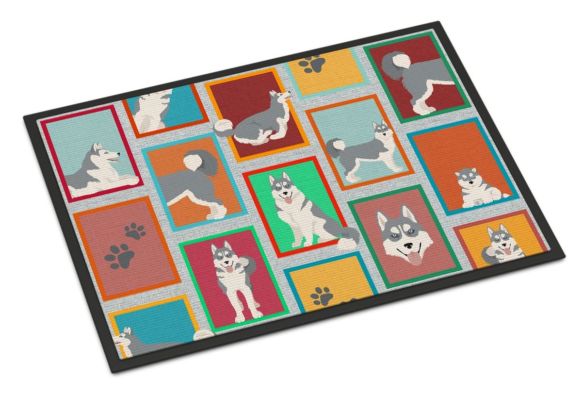 Lots Of Grey Siberian Husky Doormat Front Door Mat Indoor Outdoor Rugs For Entryway, Non Slip Washable Low Pile, 24H X 36W_maomaolike.com