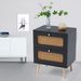 2-drawer Rattan Nightstand For Bedroom And Living Room, End Table, Side Table With 2 Hand Made Rattan Decorated Drawers_maomaolike.com