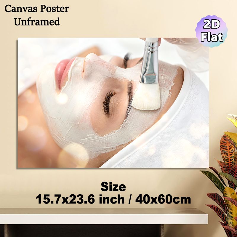 Facial Skincare Painting Poster, Soft-toned Gentle Facial Mask Application Poster, Calming Aesthetic Wall Decor Ideal For Spa, Beauty Salon And_maomaolike.com