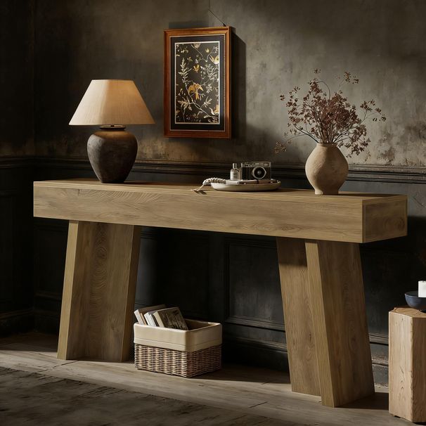 Console Table, Farmhouse Narrow Entryway Table Behind The Couch_maomaolike.com