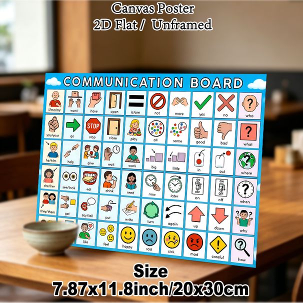 Communication Board Painting Poster, Vibrant Cartoon-style Visual Communication Poster, Practical Visual Aid To Support Daily Communication, Ideal For_maomaolike.com