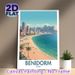 Benidorm Spain Coastal City Painting Poster, Vibrant Retro Travel Style Poster, Sunny Beach & High-rise Skyline Design, Brings Calm Coastal Atmosphere_maomaolike.com