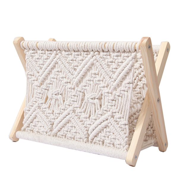 Nordic Cotton Rope Woven Storage Magazine Creative Desktop Bookshelf Floor Rack Photo Prop_maomaolike.com