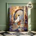 Traditional Robed Figure In Stone Arch Alley Painting Poster, Vibrant Impressionist Brushstroke Poster, Artistic Cultural Decor Ideal For Living Room_maomaolike.com