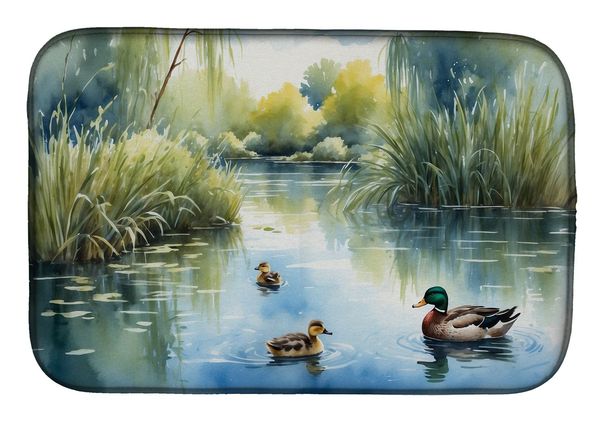 Ducks By The Pond Dish Drying Mat Absorbent Dish Drying Mat Pad For Kitchen Counter Dish Drainer Mat For Countertop, 14 X 21", Multicolor_maomaolike.com