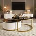 Modern Round Nesting Coffee Table Fluted With Drawer In 31.5''_maomaolike.com