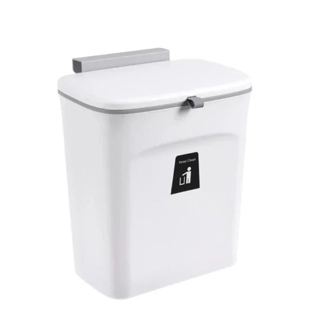 Wall Mounted Household Galley Waste Hanging Bathroom Trash Can With Lid Food Garbage Bin Kitchen Accessories_maomaolike.com