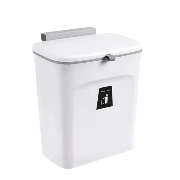 Wall Mounted Household Galley Waste Hanging Bathroom Trash Can With Lid Food Garbage Bin Kitchen Accessories_maomaolike.com