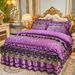 European Style Autumn Winter Quilted Skirt Four-Piece Set Detachable Zipper Thickened Warm Velvet Bed Cover Coral Fleece_maomaolike.com