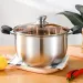 Multipurpose Stainless Steel Soup Pot: Perfect For Induction Cooking With Thick Base, Glass Lid & Elegant Design_maomaolike.com