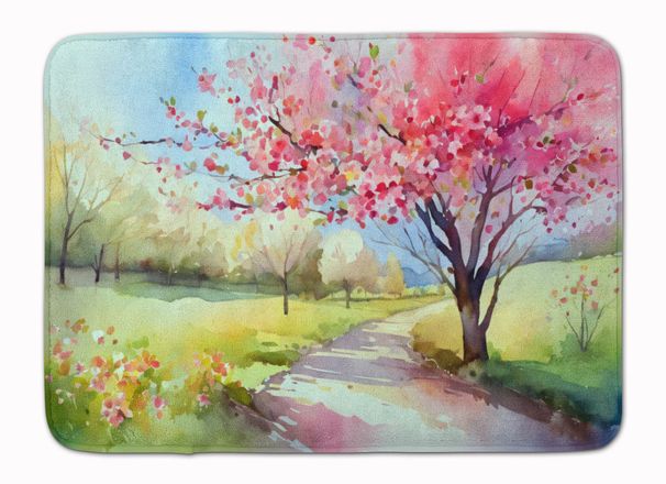 Michigan Blossoms In Watercolor Memory Foam Kitchen Mat Machine Washable Anti-Fatigue Mat Cushion Comfort Bath Mat Or Kitchen Rug_maomaolike.com