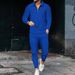 Men's Clothing texture suit long-sleeved polo suit sports pants fashion casual half zipper stand collar suit_maomaolike.com