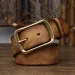 HOT 3.8cm Top Cowhide Fashion High Quality Genuine Leather Men Copper Buckle Strap for Male Wide Retro Belt_maomaolike.com