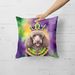 Chocolate Poodle King Of Mardi Gras Throw Pillow Machine Washable, Indoor Outdoor Decorative Pillow For Couch, Bed Or Patio, 18Hx18W_maomaolike.com