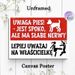 Dog Humorous Warning Painting Poster, Bold Red-and-white Graphic Dog & Funny Figure Scene Poster, Lighthearted Caution Message Ideal For Home_maomaolike.com