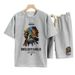 Men's Clothing waffle polo shirt short sleeved T shirt set summer loose clothes tops and pants suits for men_maomaolike.com