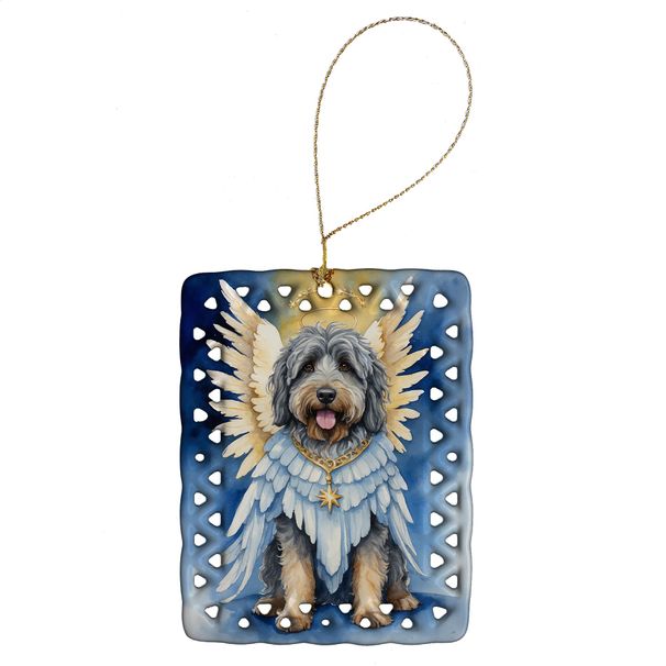 Bergamasco Sheepdog My Angel Porcelain Ornament Christmas Tree Hanging Decorations For Home Christmas Holiday, Rectangle, Gift, Multicolor_maomaolike.com