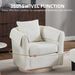 Swivel Accent Chair With Ottoman Set, Modern Chenille Barrel Armchair With Removable Back Pillow & 2 Armrest Covers For Living Room, Bedroom, Office, White_maomaolike.com