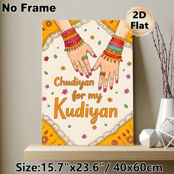Indian Chudiyan Themed Painting Poster, Vibrant Folk Style Poster, Festive Cultural Design With Bangle-adorned Hands, Ideal For Living Room And_maomaolike.com