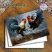 Fighting Roosters Painting Poster, Vibrant Realistic Oil Painting Style Poster, Dynamic Rainy Scene With Clashing Roosters, Eye-catching Rustic Decor_maomaolike.com