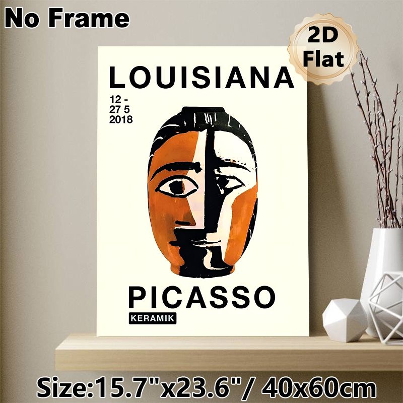 Picasso Abstract Cubist Face Painting Poster, Bold Color-blocked Art Exhibition Poster, Stylish Modern Art Decor Ideal For Living Room, Studio Wall_maomaolike.com