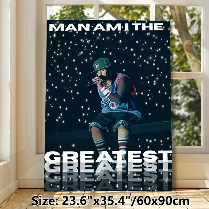 Hip-hop Singer Painting Poster, Atmospheric Stage Performance With Starry Backdrop Poster, Eye-catching Rap-themed Decor Ideal For Music Studio_maomaolike.com