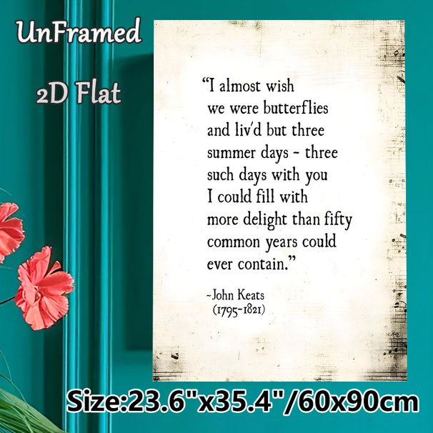 Romantic Poem Quote Painting Poster, Vintage-textured John Keats Sentimental Verse Poster, Warm Heartfelt Words To Bring Cozy Ambiance, Ideal For_maomaolike.com