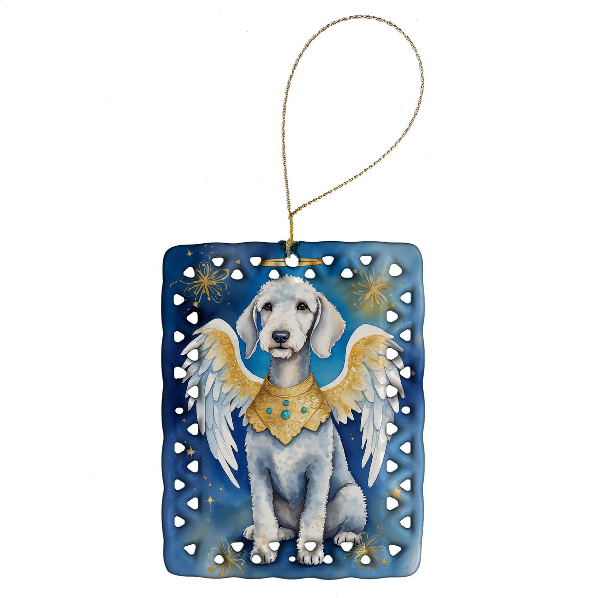 Bedlington Terrier My Angel Porcelain Ornament Christmas Tree Hanging Decorations For Home Christmas Holiday, Rectangle, Gift, Multicolor_maomaolike.com