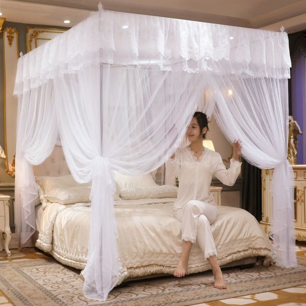 Three-Door Palace Mosquito Net Double Layer Princess Style Floor Stand 1.5m/1.8m 2m Encrypted Thickened Bed Canopy_maomaolike.com